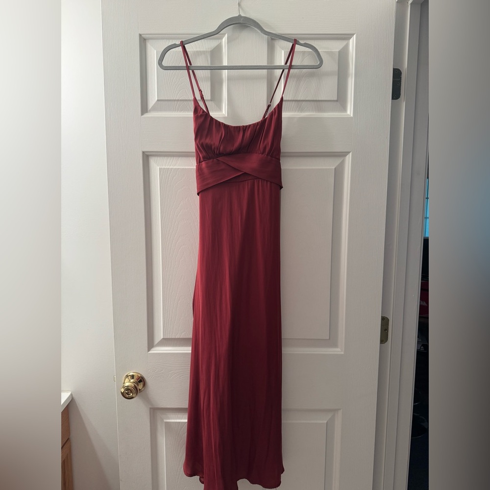 Altar'd State Burgundy Spaghetti-Strap Midi Dress